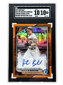 2024 Bowman Heston Kjerstad RC Chrome Rookie Auto Orange Refractor 12/25 - Picture 1 of 5