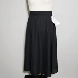 Falda Worthington Vintage 18W Mujer Botón Lateral Facilidad Cintura Negra Crepé Midi Nos - Imagen 1 de 15
