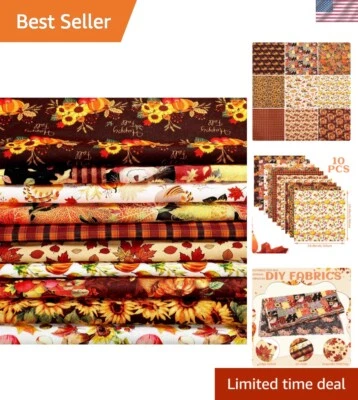 Cuadrados coloridos de tela de Acción de Gracias de 10 piezas - perfectos para acolchar y manualidades Foto 1 de 4