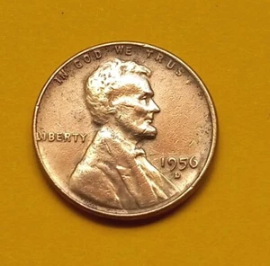 1956 D Lincoln Wheat Penny 1C One Cent Coin Circulated FREE SHIPPING P572 - Picture 1 of 2