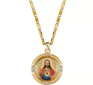 NEW Religious 1pc Men's Jesus Pattern Round Pendant Necklace-Well Packaged - Picture 1 of 4