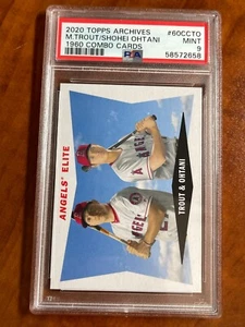 2020 Topps Archives MIKE TROUT & SHOHEI OHTANI 1960 COMBO CARD PSA 9 - Picture 1 of 1