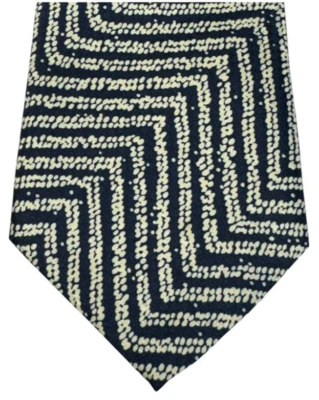 Corbata BURLINGTON OF SAVILE ROW London negra y beige estampada 100 % seda para hombre nueva Foto 1 de 4