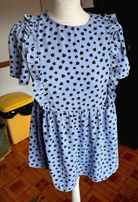 VGC Ladies NEW LOOK Winter CORNFLOWER Navy BLUE Floral Print MATERNITY Blouse 10 - Image 1 of 4