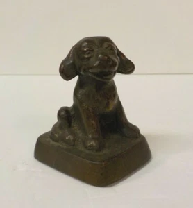 Cute Vintage Miniature 2.5" Bronze Dog / Puppy Figurine / Paperweight - Picture 1 of 8