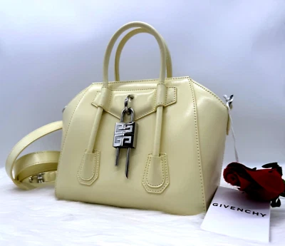 AUTÉNTICO NUEVO CON ETIQUETAS Bolso Cartera Givenchy Mini Antigona Caja Cerradura Cuero Asas Superiores Foto 1 de 4