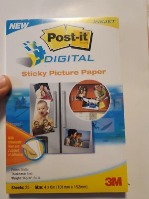 Post-it 3M Picture Paper Matte Non-Glare 25 Sheets 4x6 in.Double Adhesive New D7 - Image 1 of 2