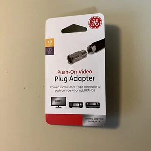 GE Push-On Video Plug Adapter Converts Screw on "F" Type Connector - Brand New - Picture 1 of 2