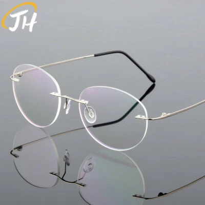 Monturas de gafas con memoria de aleación de titanio sin montura gafas redondas ovaladas ultraligeras Foto 1 de 4