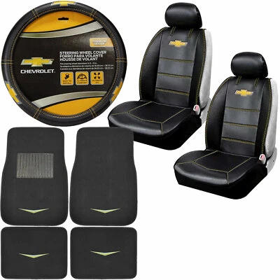 11PC Classic CHEVY Logo Car Truck SUV Front Rear Floor Mats Seat Covers SWC Foto 1 de 4