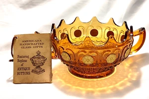 Imperial Glass "ANTIQUE BUTTONS" AMBER WHIRLING STAR NAPPY BOWL - Picture 1 of 8