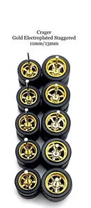 5x Gold Cragar 11/13mm Real Rider Wheels w/ Rubber Tires for 1/64 H0T Wheelz - Picture 1 of 1