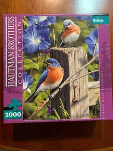Buffalo Games " Garden Gate Bluebirds" 1000 Piece Puzzle "USED" - Picture 1 of 2