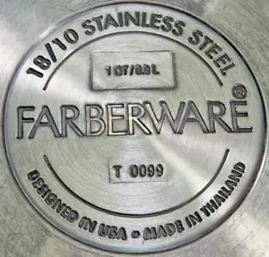 Sartén de fondo plano de acero inoxidable vintage Farberware 18/10 mango remachado 1 cuarto - Imagen 1 de 9