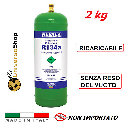 R134a Bombola Da 2kg Climatizzatore Condizionatore Ricaricabile Gas R134a • 86.27€