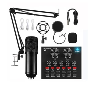 V8 Sound Card Set Professional Audio Condenser Mic Studio Singing Microphone - Picture 1 of 6