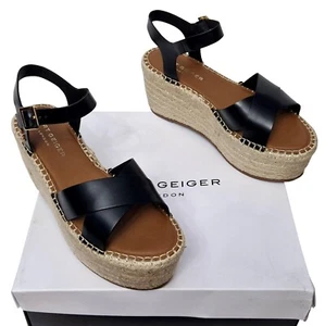 KURT GEIGER LONDON Mujer Arlo Cuero Negro Alpargata Plataforma Sandalia Zapatos - Imagen 1 de 8