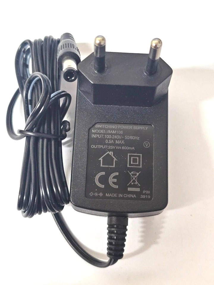 25.0VDC 800mA 25V AC-DC Adaptor Charger for Morphy Richards Vacuum Cleaner - Image 1 of 4
