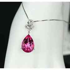 Pink Topaz, 14.25ctw Necklace with Diamonds In 18K White Gold