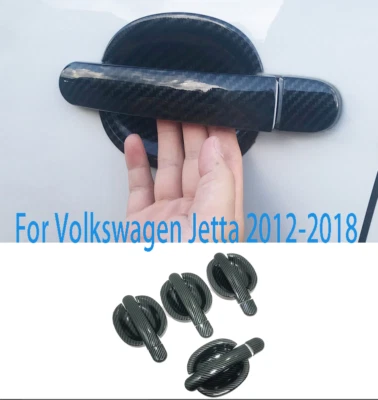 Manija de puerta lateral de fibra de carbono ABS cubierta embellecedor para Volkswagen Jetta 2012-2018 Foto 1 de 4