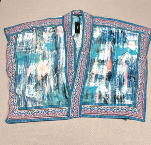 Tolani Collection Open Front Wrap Kimono Womens Large Colorful Boho Art - Picture 1 of 10