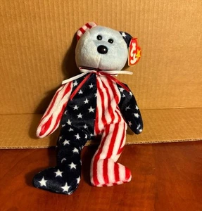 NWT Ty Beanie Baby Blue Face Patriotic Teddy Spangle - Picture 1 of 1