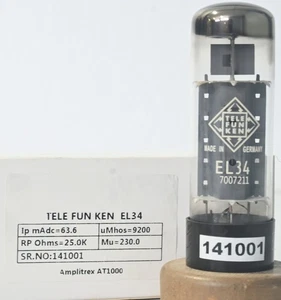 EL34 Telefunken Made in Germany Amplitrex testato quantità 1 # 141001 - Foto 1 di 10