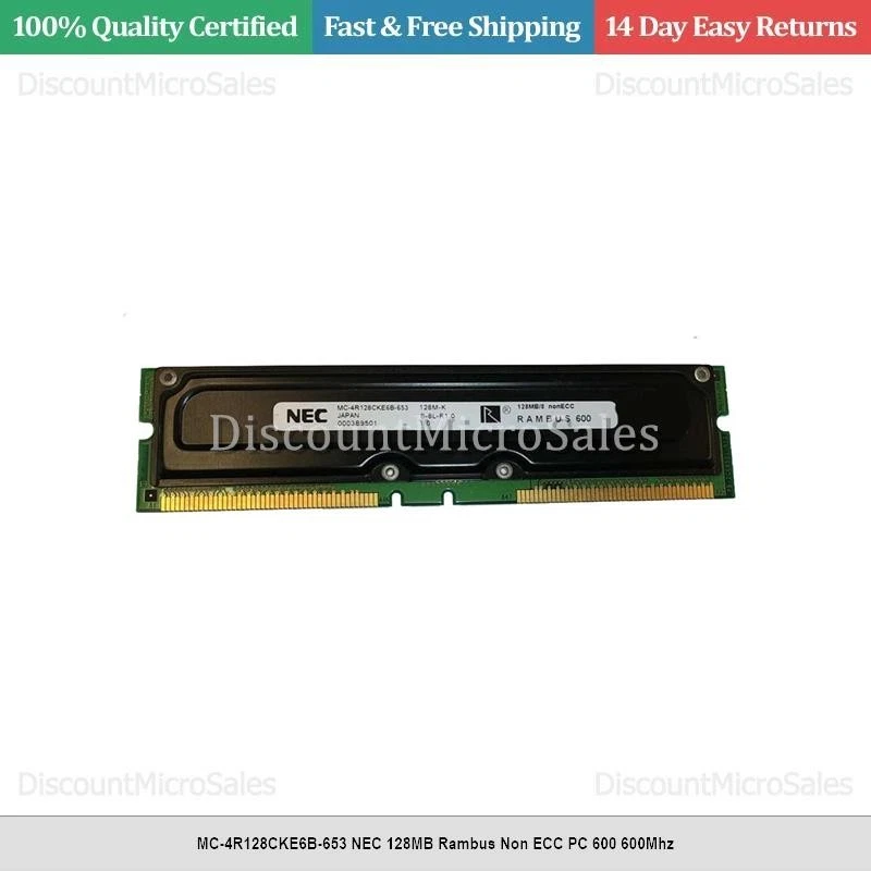 MC-4R128CKE6B-653 NEC 128MB Rambus Non ECC PC 600 600Mhz - Image 1 of 1