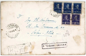 Romania, 1944, WWII Censored Registered Cover, Herculane - Orsova stamps - Picture 1 of 2