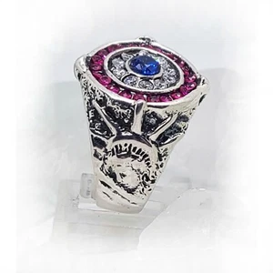 American Sterling Silver Ring with Flag Color CZ Stones - Picture 1 of 5