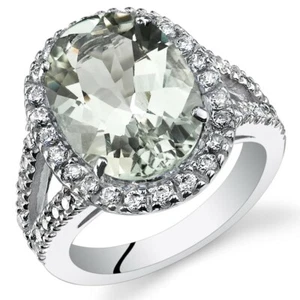 5.25 Carats Green Amethyst Engagement Ring Sterling Silver Sizes 5 to 9 - Picture 1 of 3