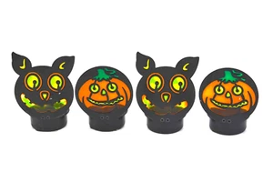 Portaluce tè nero candela yankee gatto zucca jack O lanterna metallo Halloween - Foto 1 di 3