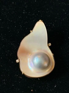 14K & Diamond Pendant with Pearl - Picture 1 of 2