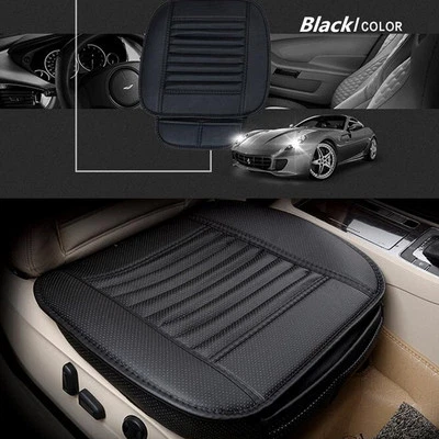 Black Car Seat Cover Pad Leather Protect Cushion Bamboo Charcoal Full Surround - Image 1 of 4