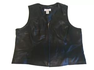Ladies Croft & Barrowe "Lambskin" Leather Zip Front Vest - Picture 1 of 4