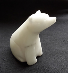 White Alabaster Polar Bear Ornament Figurine Paperweight