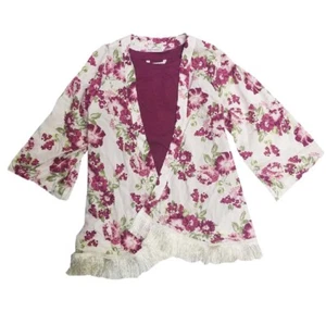 Nowadays Girls 2 Piece Tank Top/Cardigan Set Kimono Purple Flower  - Picture 1 of 2