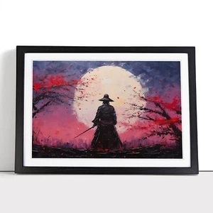 Samurai Palette Knife Framed Wall Art Poster Canvas Print Picture Home Painting - Picture 1 of 8