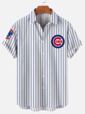 Chicago Cubs Men’s XL Baseball Striped Short Sleeve Shirt