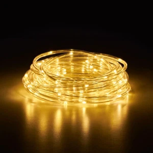 Tubo Luminoso LED Luci 10m 100 Leds IP44 Interno Bianco Caldo Alimentatore - Foto 1 di 10