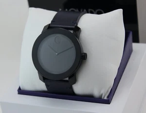 NEW AUTHENTIC MOVADO BOLD TR90 TREND NAVY BLUE LEATHER BLACK MEN'S 3600583 WATCH - Picture 1 of 9