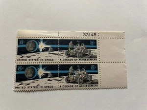 United States in Space A Decade of Achievement stamps; Block of 4 8 cent stamps  - Picture 1 of 2