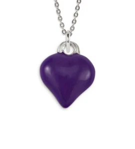.925 Sterling Silver Purple Enamel Heart Love Pendant - S-538PRP - Picture 1 of 2