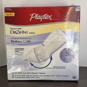 Playtex Nurser con cinco forros Drop Ins y (5) botellas de 8-10 oz 3M+ medianas nuevas/selladas - Imagen 1 de 8
