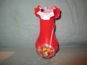 ancien vase en verre soufflé opaline millefiori? Italie? milieu XX ème - Imagen 1 de 7