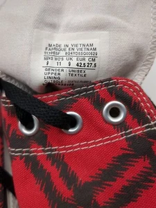 Converse All Star Hi Top Plaid Rosso Nero Uomo Taglia 9 Donna 11 Mandrini 113965F - Foto 1 di 10