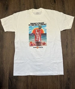 Coca Cola Vtg Tee T-Shirt Single Stitch Crew Cut 100% Cotton Adult L Beachwear - Picture 1 of 7
