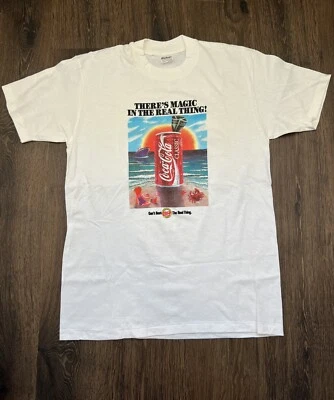 Coca Cola Vtg Tee T-Shirt Single Stitch Crew Cut 100% Cotton Adult L Beachwear - Image 1 of 4