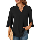 Women Casual Solid Color Short Cuffed Sleeve Tops T Shirts Blouses Fashion Loose