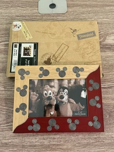 Disney Parks Swirl HeadOriginal 4x6 Frame Metal Mickey Mouse Inlaid 2-tone Wood - Picture 1 of 5